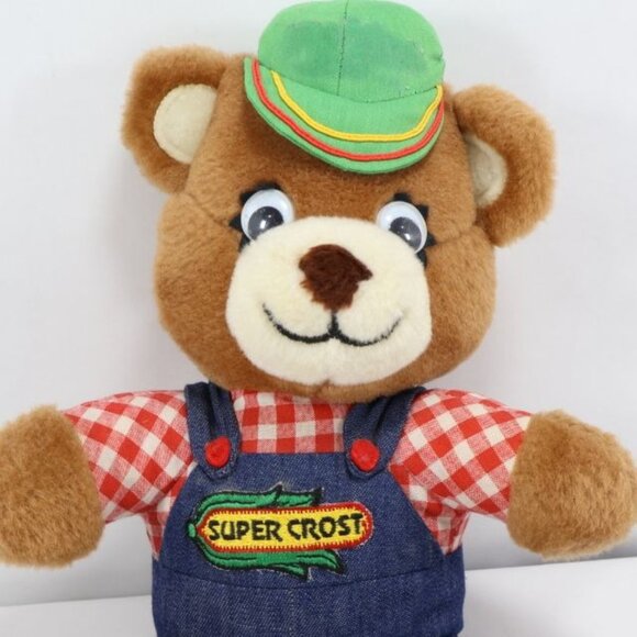 Vintage Super Crost Seed Teddy Bear Stuffed Animal Farmer Toy - Picture 2 of 7